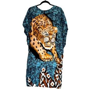 Elok Caftan Traditional Batik Tiger Print Coverup Loungewear